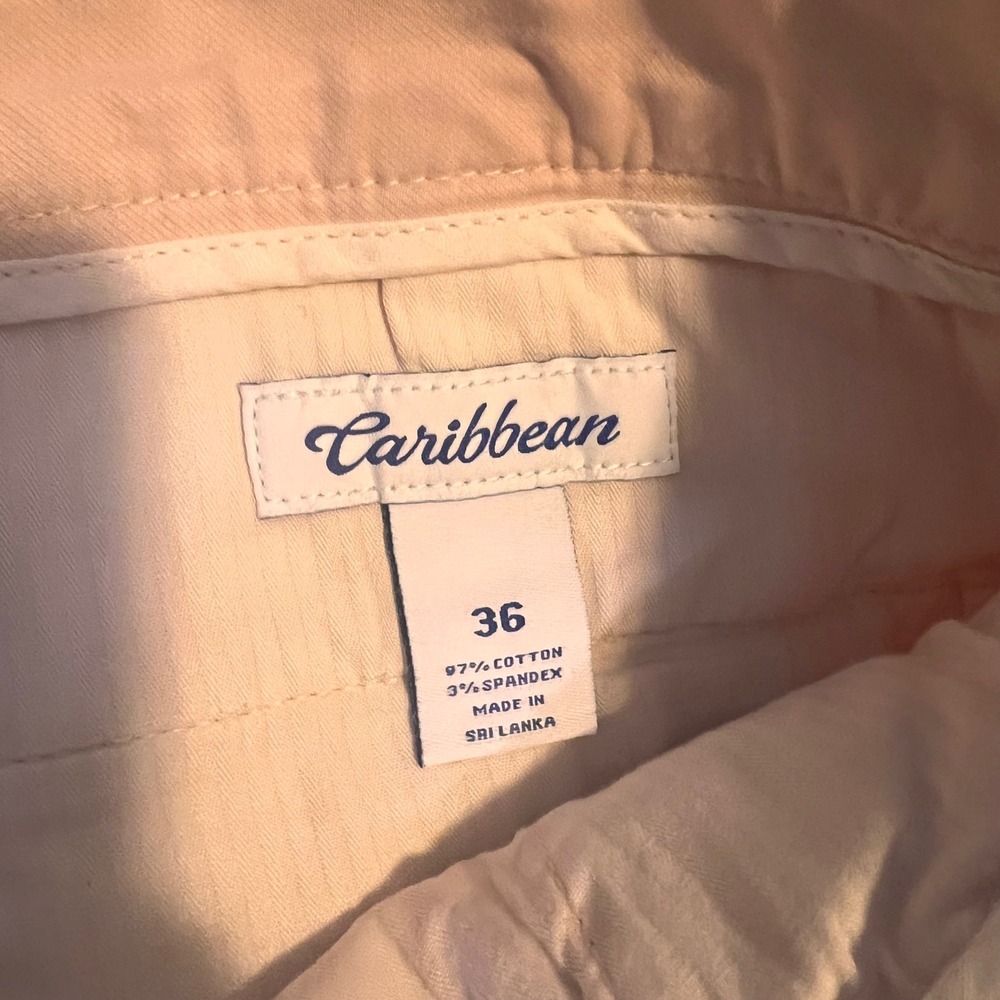 Caribbean Flat-Front Shorts Casual Chino Peach Size 36 - Picture 2 of 7